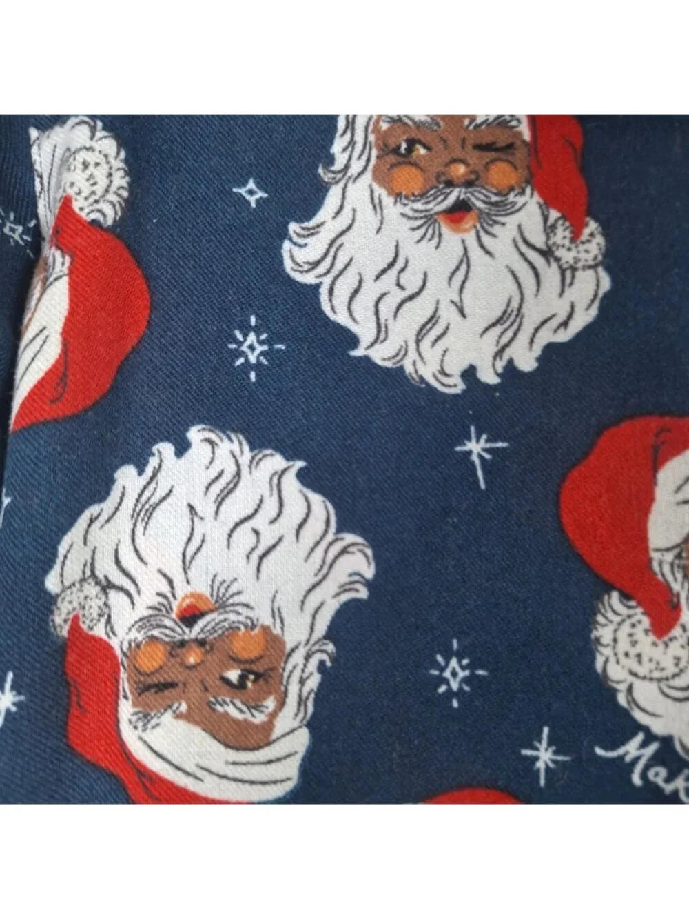 African American Santa Long Sleeve Pajama Top Unisex Old Navy size 8 M